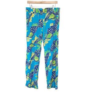 Lilly Pulitzer Lorena Breezy Palazzo Pants Turquoise Seashell Sz S